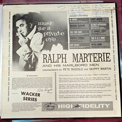 Ralph Marterie And His Marlboro Men : Music For A Private Eye: Swinging Themes Of Famous TV Whodunits (LP, Mono)