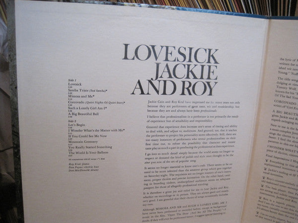Jackie & Roy : Lovesick (LP, Album, Mono)