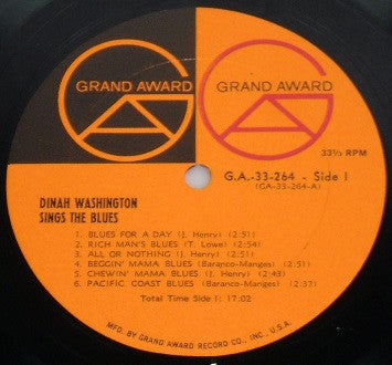 Dinah Washington : Dinah Washington Sings The Blues (LP, RE)