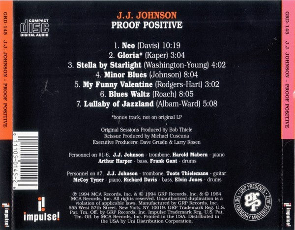 J.J. Johnson : Proof Positive (CD, Album, RE)