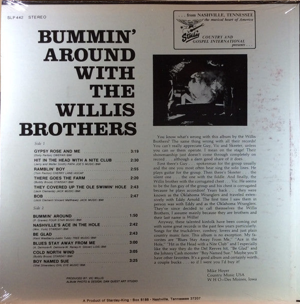 The Willis Brothers : Bummin' Around With The Willis Brothers (LP, Album)