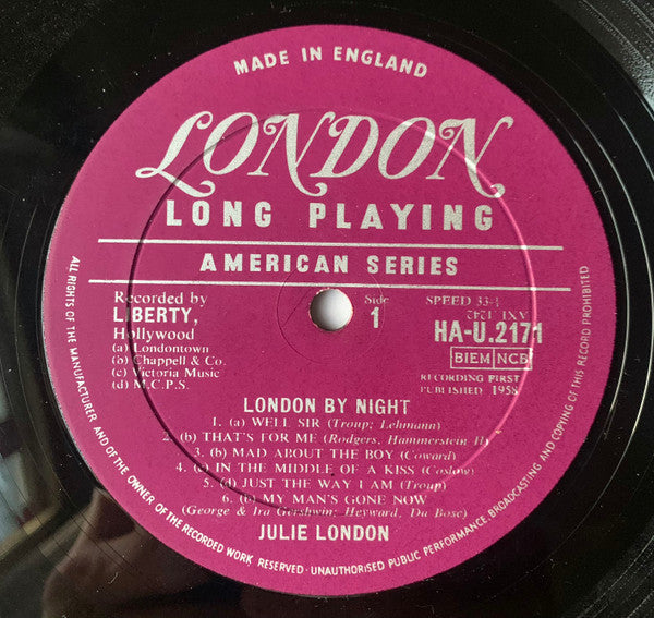 Julie London With Pete King And His Orchestra : London By Night (LP, Album, Mono)