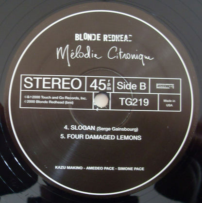 Blonde Redhead : Mélodie Citronique (12", EP, RE)