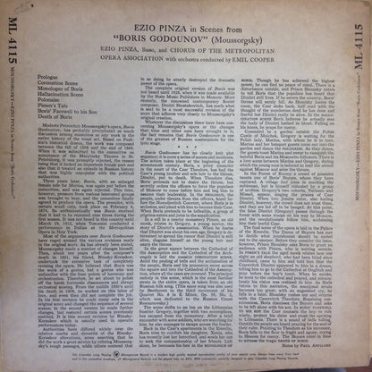 Modest Mussorgsky, Ezio Pinza, Chorus Of The Metropolian Opera Association, Emil Cooper : Ezio Pinza In Scenes From Boris Godounov (LP, Album, Mono)