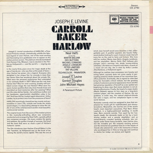 Neal Hefti : Harlow (Music From The Score Of The Motion Picture) (LP, Album)