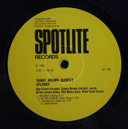 Sandy Brown Quintet : Splanky (LP, Album)