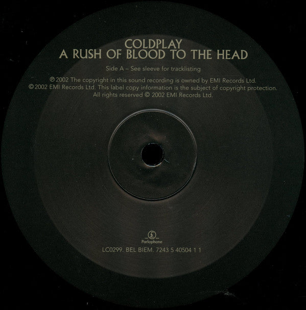 Coldplay - A Rush Of Blood To The Head LP Vinyl Record