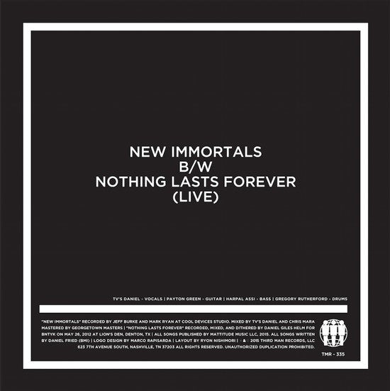 Video (7) : New Immortals / Nothing Lasts Forever (7", Single)