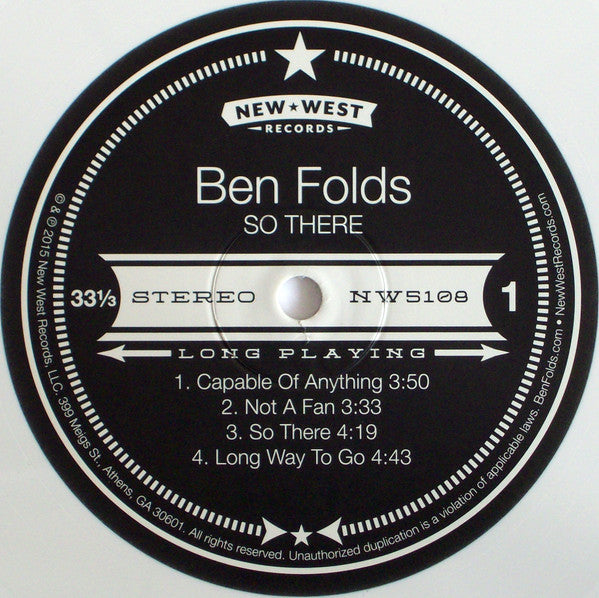 Ben Folds : So There (2xLP, Album, Ltd, Whi)
