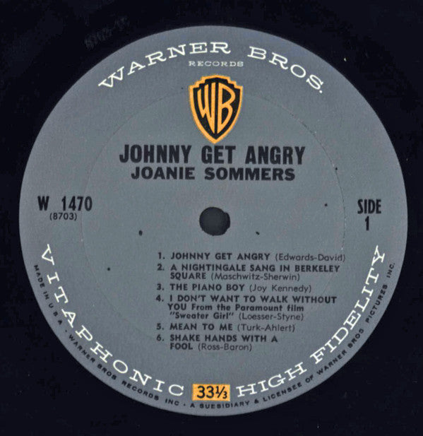 Joanie Sommers : Johnny Get Angry (LP, Album, Mono)