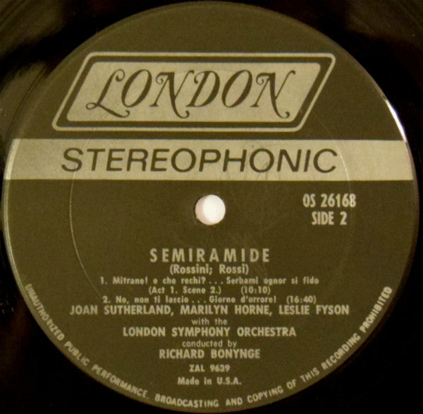 Marilyn Horne, Joan Sutherland, The London Symphony Orchestra, Richard Bonynge : Duets From Semiramide, Norma (LP, Album)