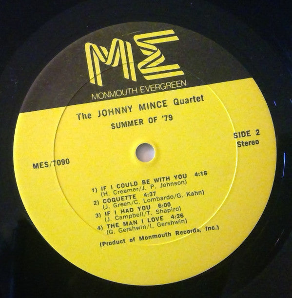 The Johnny Mince Quartet : Summer Of '79 (LP, Album)
