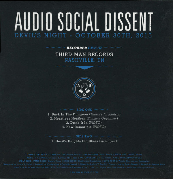 Timmy's Organism / Video (7) / Wolf Eyes : Audio Social Dissent (Devil's Night - October 30th, 2015) (LP, Blu)