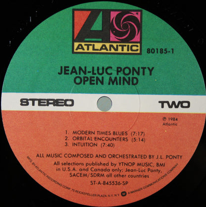 Jean-Luc Ponty : Open Mind (LP, Album, SP )