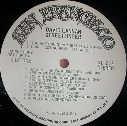 David Lannan : Street Singer (LP, Album, Promo)