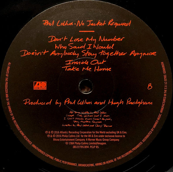 Phil Collins : No Jacket Required (LP, Album, RE, RM, 180)