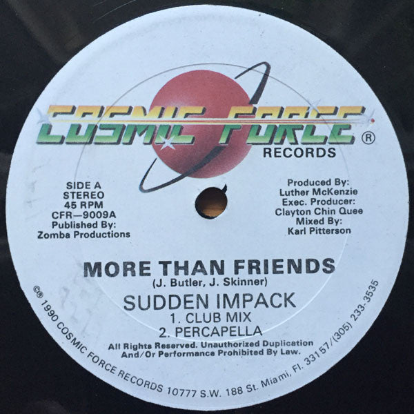 Sudden Impack : More Than Friends (12", Maxi)
