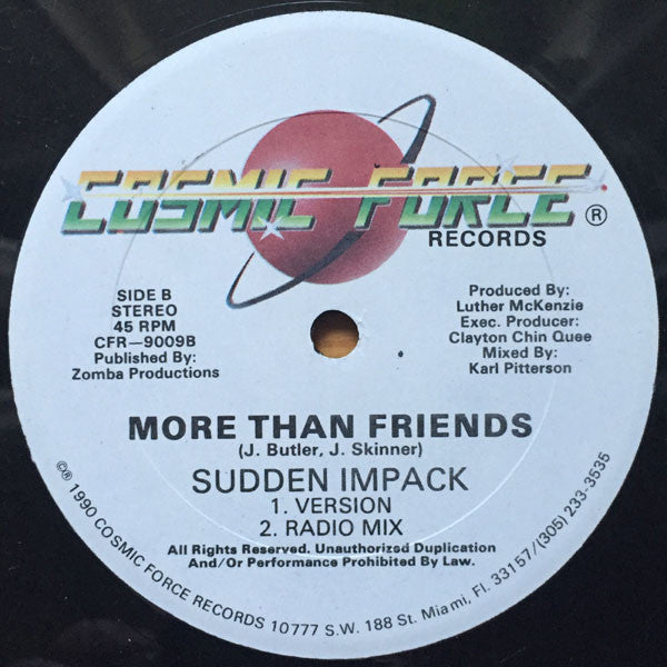 Sudden Impack : More Than Friends (12", Maxi)