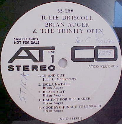 Julie Driscoll, Brian Auger & The Trinity : Open (LP, Album, Promo)