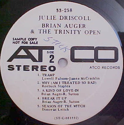 Julie Driscoll, Brian Auger & The Trinity : Open (LP, Album, Promo)
