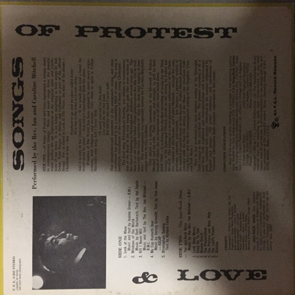 Rev. Ian Douglas Mitchell & Caroline Mitchell : Songs Of Protest & Love (LP, Album)