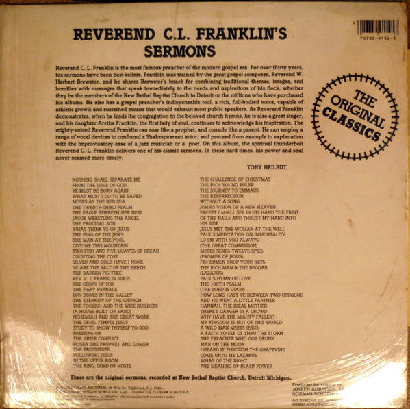 Reverend C.L. Franklin : Nothing Shall Seperate Me From The Love Of God (LP, Album)