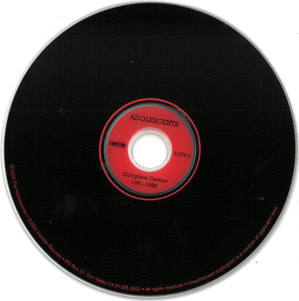 Adolescents : The Complete Demos 1980-1986 (CD, Comp)