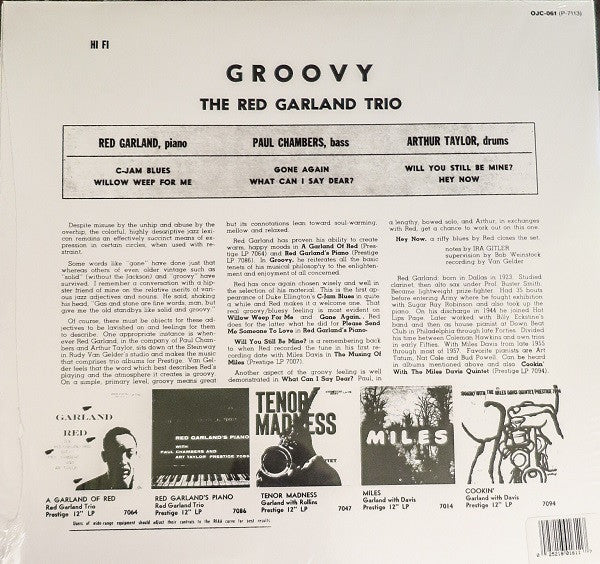 Red Garland Trio* : Groovy (LP, Album, RE, RP)